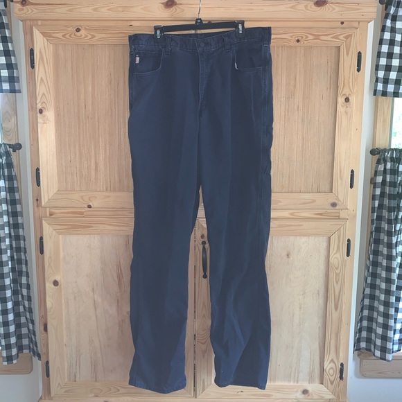 Carhartt navy blue duck canvas workwear jeans size 38 x 36 - Picture 1 of 3